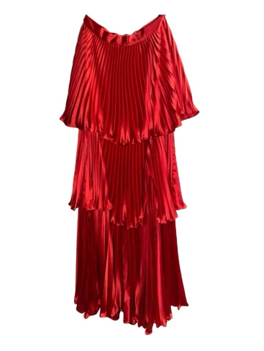 AMUR Elegant Red Pleated skirt with slit